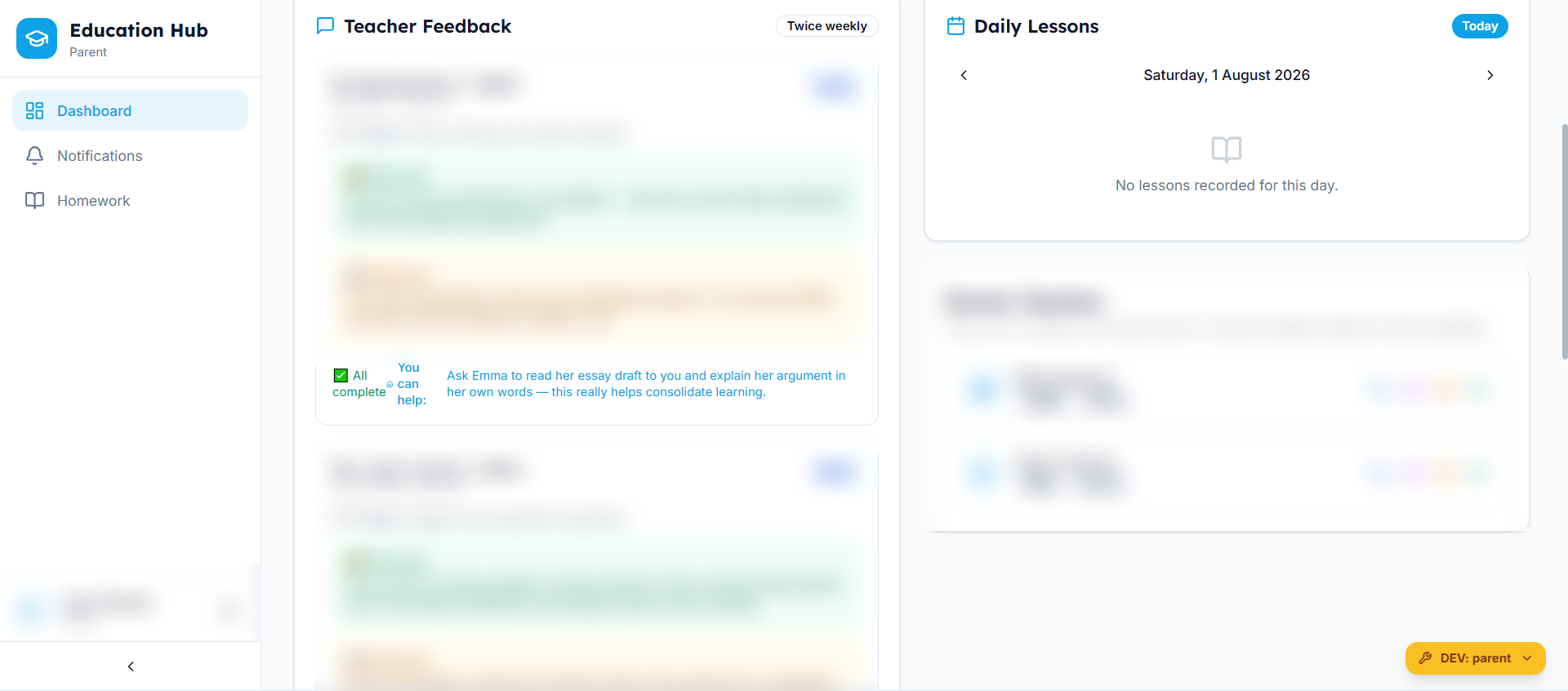Teacher feedback